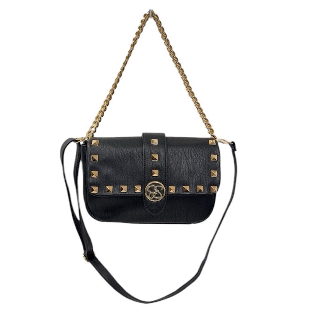 JESSICA SIMPSON STUDDED‎ GOLD TONE CHAIN JENNIFER CROSSBODY PURSE METEORITE NWT